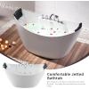 imageEmpava Whirlpool Bathtub 67Inch Freestanding Bathtub Oval with 8 Hydromassage Adjustable Water Jets Luxury Acrylic Massage SPA Soaking Bath Tub in Double Ended White59 Inch