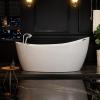 imageEmpava 67 inch Whirlpool Bathtub Acrylic Freestanding Tub Hydromassage Gracefully Rectangle Shaped Whirlpool 8 Water Jets Soaking SPA DoubleEnded Massage Bathtub with Black Pillows White67AIS02