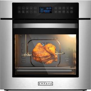 imageEmpava 24 inch Electric Single Wall Oven with 4 Basic Bake Broil Cooking Modes Mechanical Knob Control 25 Cuft Capacity 2950W Stainless Steel10 ModesSliver