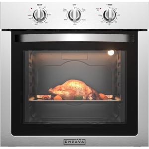 imageEmpava 24 inch Electric Single Wall Oven with 4 Basic Bake Broil Cooking Modes Mechanical Knob Control 25 Cuft Capacity 2950W Stainless Steel4 ModesSilver