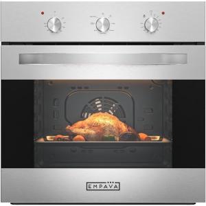 imageEmpava 24 inch Electric Single Wall Oven with 4 Basic Bake Broil Cooking Modes Mechanical Knob Control 25 Cuft Capacity 2950W Stainless Steel6 ModesSliver