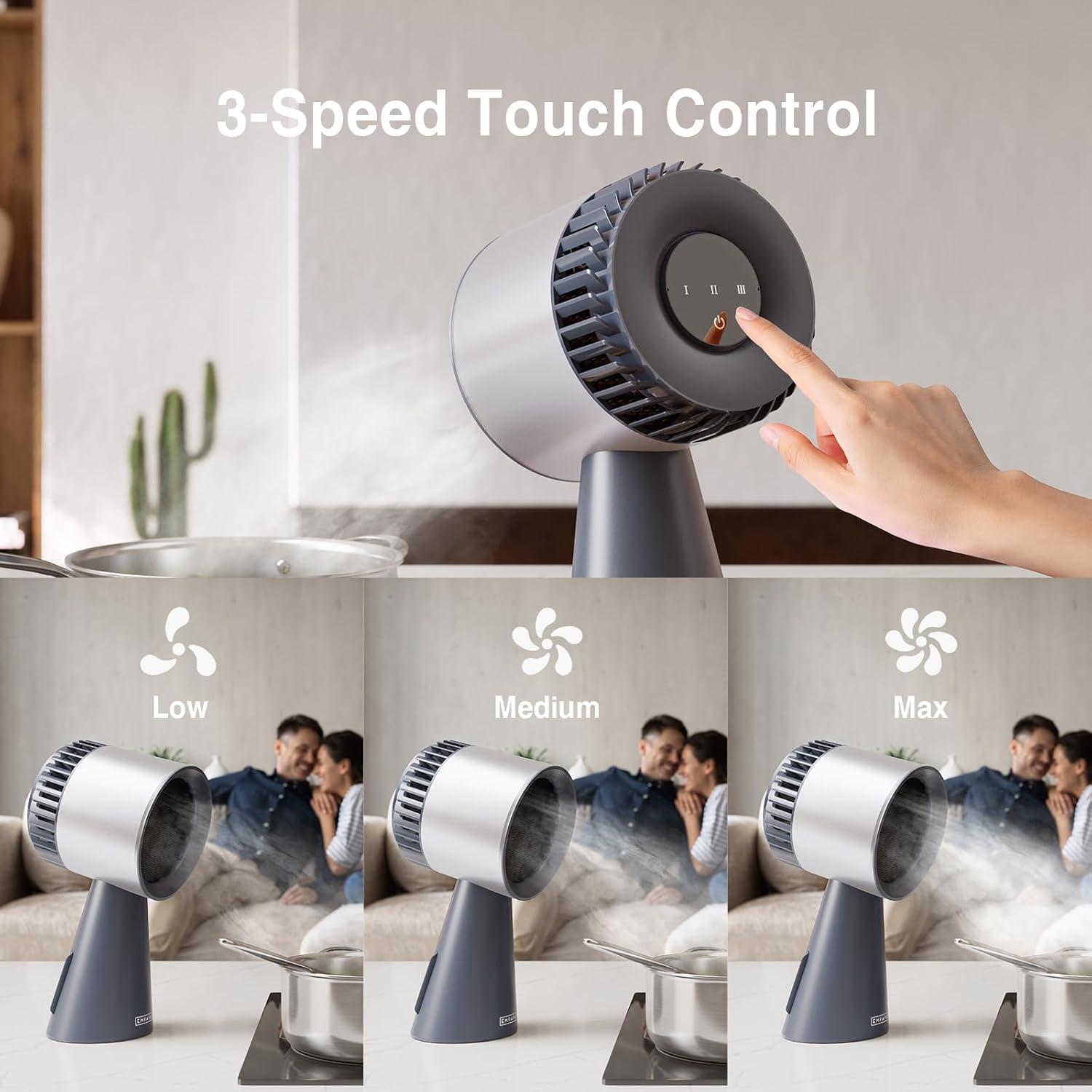 imageEmpava Portable Range Hood for Cooking 3Speed Desktop Kitchen Exhaust Fan or Indoor BBQ Hot Pot and RV Detachable Filter and Oil Cup Grey08RH17New