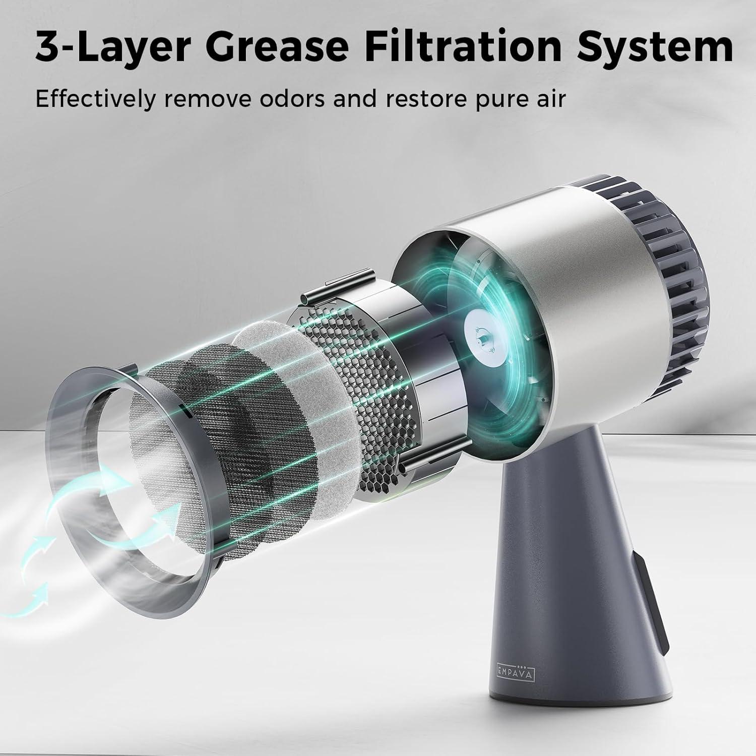 imageEmpava Portable Range Hood for Cooking 3Speed Desktop Kitchen Exhaust Fan or Indoor BBQ Hot Pot and RV Detachable Filter and Oil Cup Grey08RH17Old