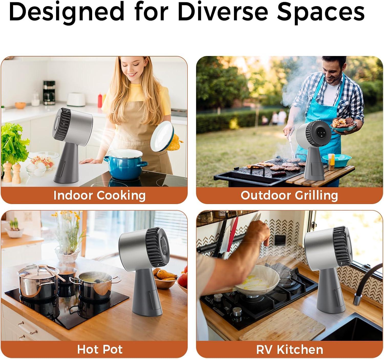 imageEmpava Portable Range Hood for Cooking 3Speed Desktop Kitchen Exhaust Fan or Indoor BBQ Hot Pot and RV Detachable Filter and Oil Cup Grey08RH17Old