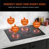 image36 Inch Induction Cooktop 5 Burners Flat Glass Top Electric Stove Hob with BridgeSYNC 3 Preset Modes Booster Timer Pause Child Lock Drop in 208240V50A Black30 Inch