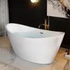 imageBATHTUB 67quot Free Standing Tub Luxury Acrylic Soaking Tub Modern Stand Alone Tub with Ergonomic Design Glossy White Brushed Nickel Drain ampamp Overflow Included