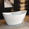 imageBATHTUB 67quot Free Standing Tub Luxury Acrylic Soaking Tub Modern Stand Alone Tub with Ergonomic Design Glossy White Brushed Nickel Drain ampamp Overflow Included