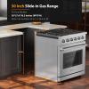 imageEmpava 30 Inch Gas Range with True Convection 455 Cu Ft Oven 18000 BTU Power Burner for Searing 5 Sealed Burners Cooktop Convertible NGLP Stainless Steel CSA Certified