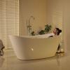imageEmpava Freestanding Bathtub 67quot Soaking Tub with Center Drain ampamp Overflow  Acrylic Standalone Tub NonSlip Flat Bottom Glossy White cUPC Certified