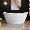 imageBATHTUB 67quot Free Standing Tub Luxury Acrylic Soaking Tub Modern Stand Alone Tub with Ergonomic Design Glossy White Brushed Nickel Drain ampamp Overflow Included