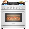 imageEmpava 36 Inch Gas Range with 60 Cu Ft True Convection 18000 BTU Power Searing 6 Sealed Burners Convertible NGLP Stainless Steel Stove with Oven CSA Certified