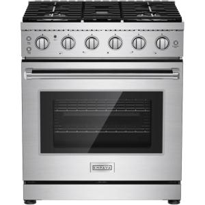 imageEmpava 30 Inch Gas Range with True Convection 455 Cu Ft Oven 18000 BTU Power Burner for Searing 5 Sealed Burners Cooktop Convertible NGLP Stainless Steel CSA Certified